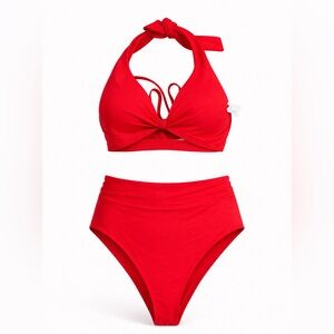Aerie 2 piece bikini set Swimsuit Top s Bottoms s new with tags red spring break